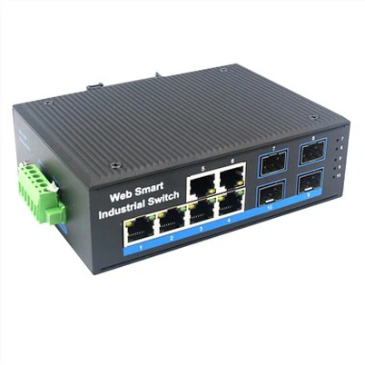 Commutateur Ethernet industriel de gestion Web 10Gbase 4 * FX à 6 * TX
