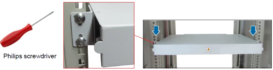 Mount On a 21-inch open rack:Thread panel screws through the mounting ears and tighten to secure the box. Mount On a 21-inch open rack:Thread panel screws through the mounting ears and tighten to secure the box.