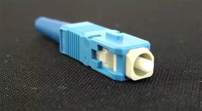 Overhead view of SC type fiber optic connector Overhead view of SC type fiber optic connector