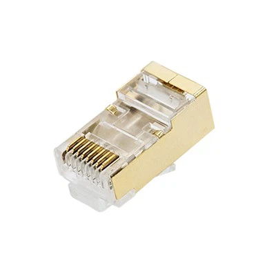 Connecteur RJ45 Cat6 blindé entièrement plaqué or en 2-pièces